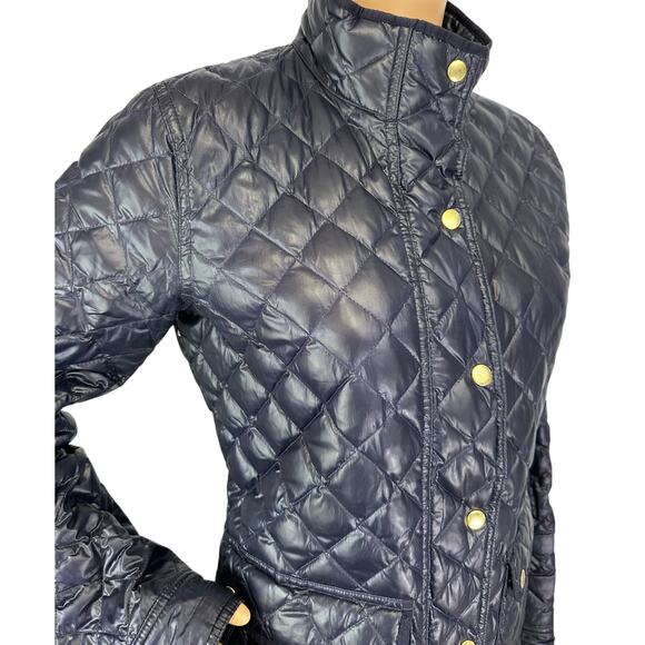 J. Crew Shiny Downtown Quilted Field Puffer Jacket Navy Blue C8548 Size S - Picture 12 of 16
